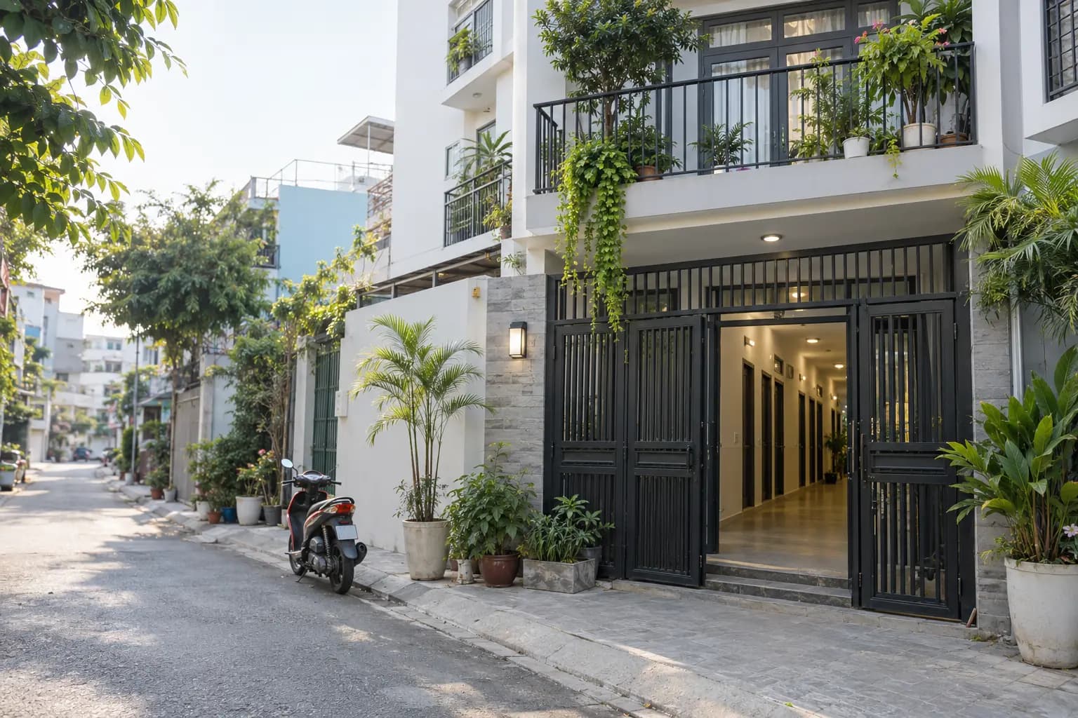 Nhà trọ đô thị quy mô nhỏ, sạch sẽ và có lối vào an toàn
